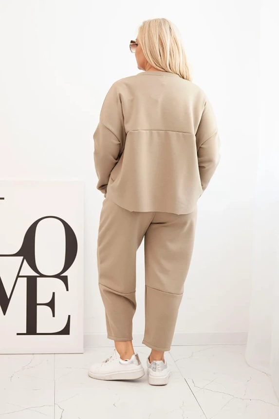 Damen Komplettset Plus Size Butter Sweatshirt und Hose mit Taschen fango