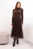 Women's midi tulle skirt with viscose lining brown