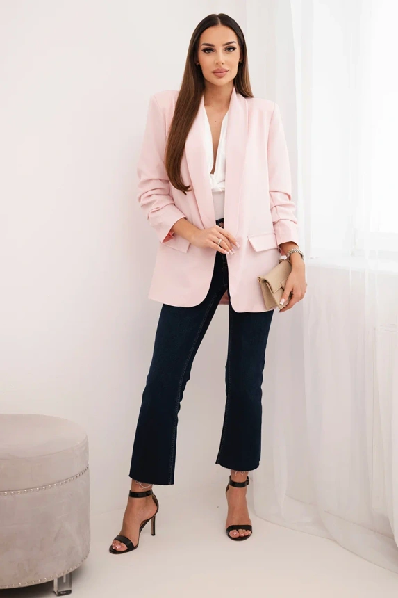 Elegant blazer with lapels powder pink