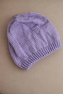 Damenwintermütze mit Ohren und Rippstrick K440 lila