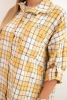 Women's cotton checkered shirt with a distressed effect mustard