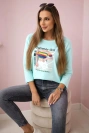 Summer Girl mėtų spalvos margaspalvė palaidinė