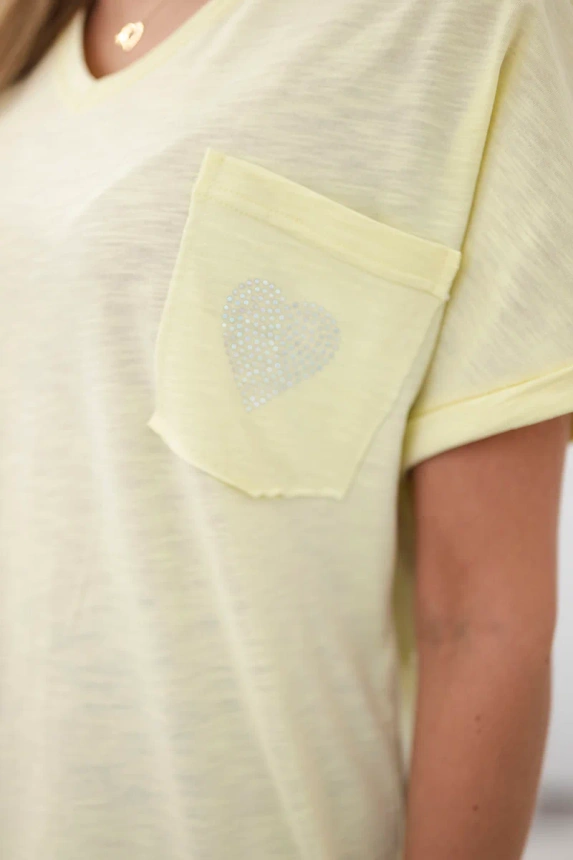 Baumwollbluse mit Tasche gelb