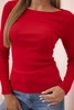 Women's cotton long-sleeve blouse with a boat neckline red