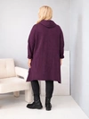 Bluza damska bawełniana Plus Size z kapturem i plecioną wstawką śliwkowa