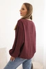 Women's blouse with viscose, pleated neckline and embellishment, burgundy