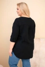 Dámská bavlněná halenka Plus Size s výstřihem na knoflíky černá