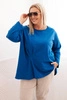 Dámská blůza Plus Size s bavlnou, kapsou a ohrnutým rukávem kiwi
