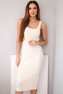 Damen-Viskosekleid, gerippt, mit Trägern beige