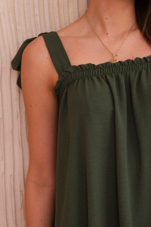 Blouse with bows khaki