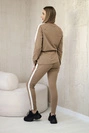 Women's cotton set with stripe and welts camel