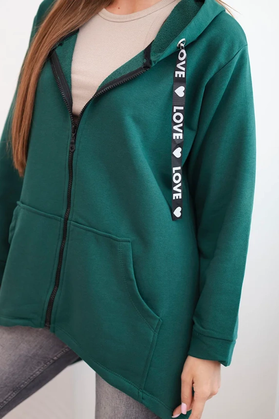 Sweatshirt with longer back and hood green