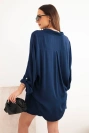 Viskose-Damen-Set: Bluse mit Knöpfen und lockere Shorts marineblau