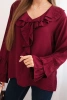 Women's viscose blouse with ruffles and long sleeves maroon