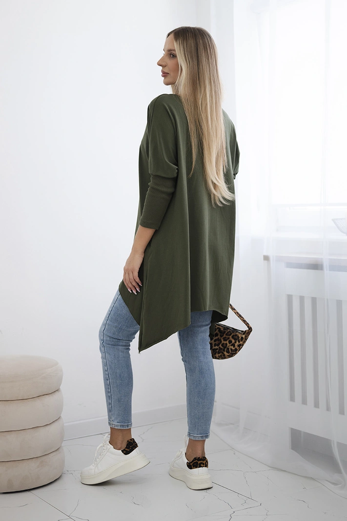 Blouse oversize with rainbow lips print khaki
