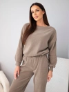 Damenanzug aus Rippviskose mit Sweatshirt und Hosen mit Bündchen fango