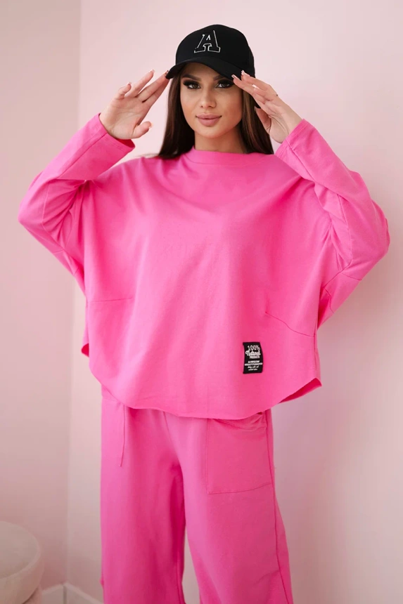 Cotton sweatshirt pants set light pink