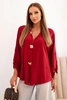 Women's shirt with viscose, decorative buttons and collar burgundy