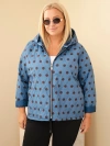 Damenjacke Plus Size mit Kapuze in Jeans mit Tupfen Farbe
