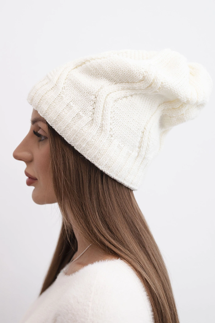 Mütze mit Fleece Sylwia K244 ecru