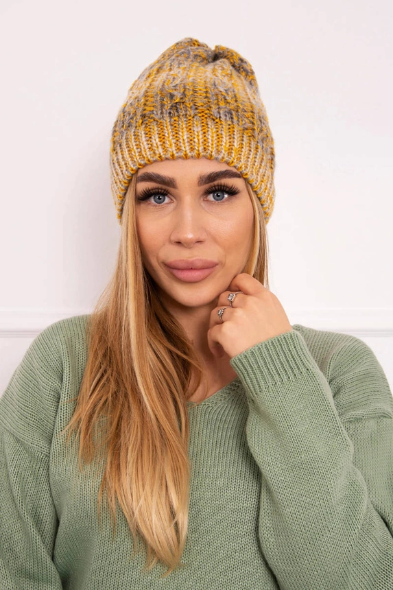 Čapica s fleece Melisa K241 horčica+šedá