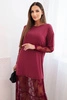 Women's dress with tulle bottom and sleeves burgundy