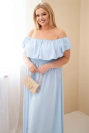 Women's plus-size dress with ruffle and elastic waist blue