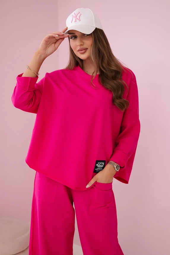 Cotton sweatshirt pants set fuchsia