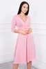 Suknelė su iškirpimu po krūtine pudros rožinės spalvos