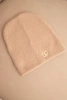 Classic women's alpaca hat with decorative plate beige