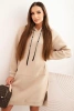 Damen Baumwollkleid mit Kapuze gefüttert beige