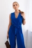 Jumpsuit in der Taille mit Trägern gebunden kornblumenblau