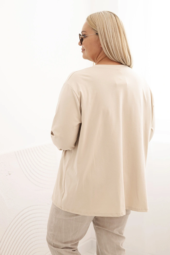 Women's Plus Size blouse with cotton, featuring a pocket and rolled sleeves kiwi