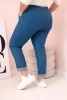 Dámské bavlněné kalhoty Plus Size s elastickým pasem a zavazováním denim  