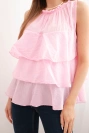 Women's cotton off-the-shoulder blouse with ruffles sleeveless light pink