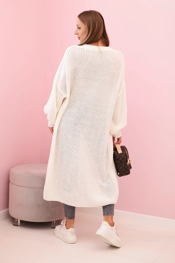 Pullover lange Strickjacke ecru