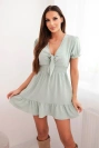 Dress with a tied V-neckline dark mint