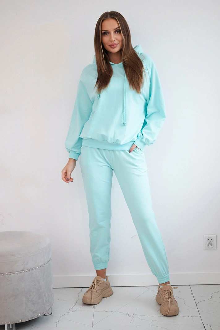 Sweatshirt-Set mit Kapuze in mint