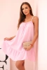 Women's muslin dress with straps and frill candy pink