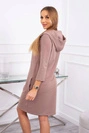 Kleid mit Kapuze und Taschen mokka