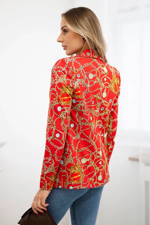 Printed cotton jacket with a button red