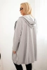 Moteriška Plus Size medvilninė striukė su gobtuvu ir užtrauktuku pilka