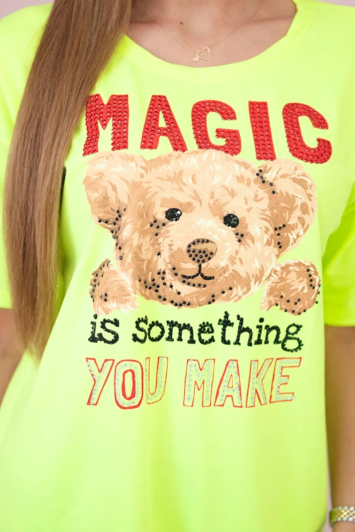 Blouse with a print Magic yellow neon