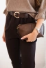 Women's viscose pants with a belt and tapered leg brown