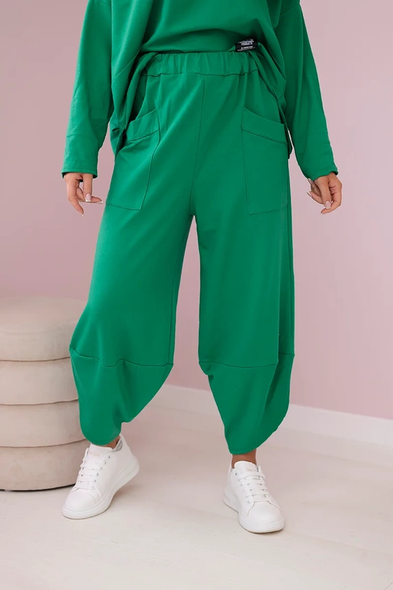 Cotton sweatshirt pants set green