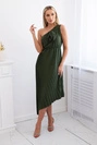 Plisseekleid mit Blume khaki