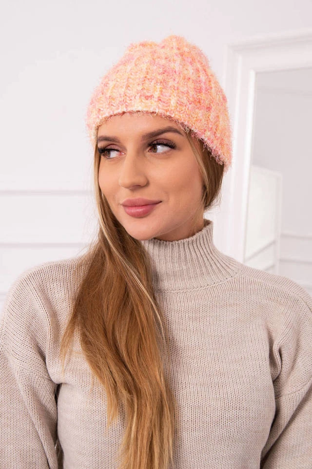 Women's cap Cina K259 ecru + raspberry