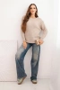 Women's sweater with wool, long sleeves, and round neckline beige