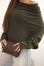 Women's batwing asymmetric viscose sweater khaki