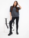 Women's cotton openwork short-sleeve sweater graphite